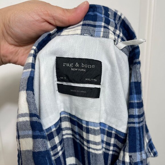 Rag & Bone Mens Fit 3 Beach checked Herringbone Plaid Button-Up Shirt XXL - Picture 7 of 15